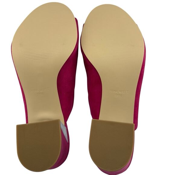 Nine West Gemily Mules Clogs Shoe Size 9.5 M Fuchia Pink Suede Slip NWB - Picture 8 of 10